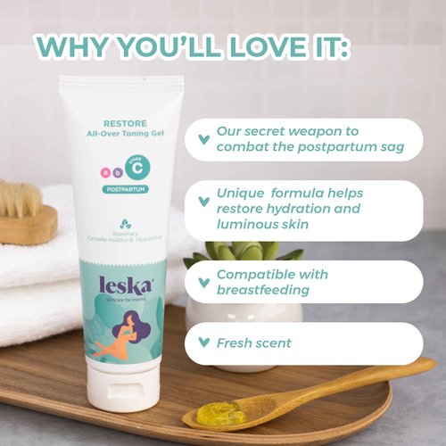 Leska Maternity Stage C Set 2-Pack Bundle | RESTORE All-Over Toning Gel l (Postpartum) | Part of a Complete 3-Stage Pregnancy Skincare System (Set of 2, 4oz each)