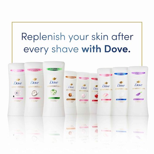 Dove Advanced Care Antiperspirant Deodorant Stick Clear Finish 4 Count deodorant that doesn’t stain clothes 72-hour odor control and all-day sweat protection with Pro-Ceramide Technology 2.6 oz