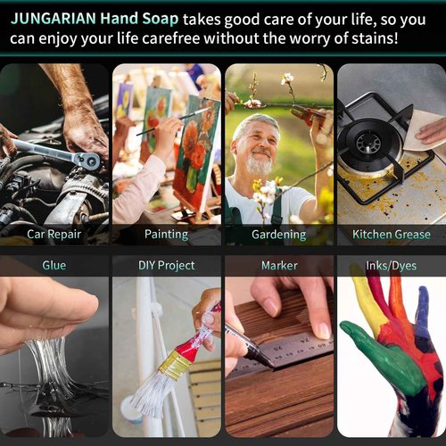 Jungarian 30s Fast Clean Industrial Hand Cleaner for Mechanics - 2X Concentrated Formula Mechanic hand Soap to Absorb Tough Grease, Oil, Paint & Dirt, Odour-removing (35.2oz)