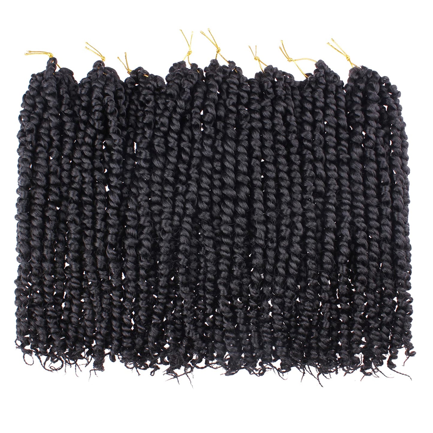 Leeven 12 Inch Pretwisted Passion Twist Hair 8 Packs Natural Black Pre Looped Bomb Water Wave Crochet Braids Hair Extensions Short Curly Synthetic Braiding Hair for Women (12 Strands/Pack #1B)