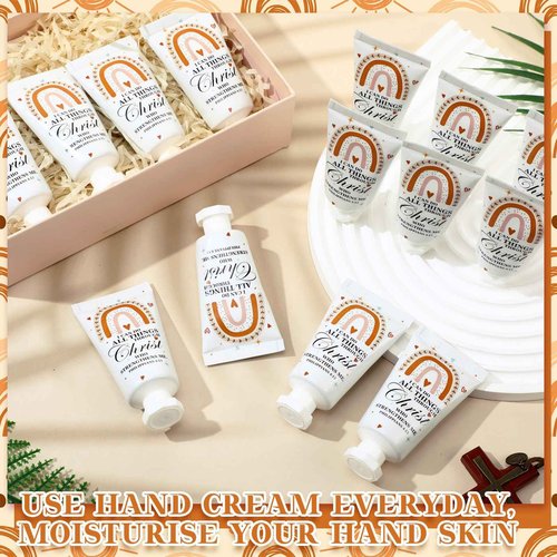 Heigble 50 Pack Christian Hand Lotion Bulk Gifts for Women Christmas Stocking Stuffers Bible Mini Travel Hand Lotion for Women Church Appreciation(Boho)