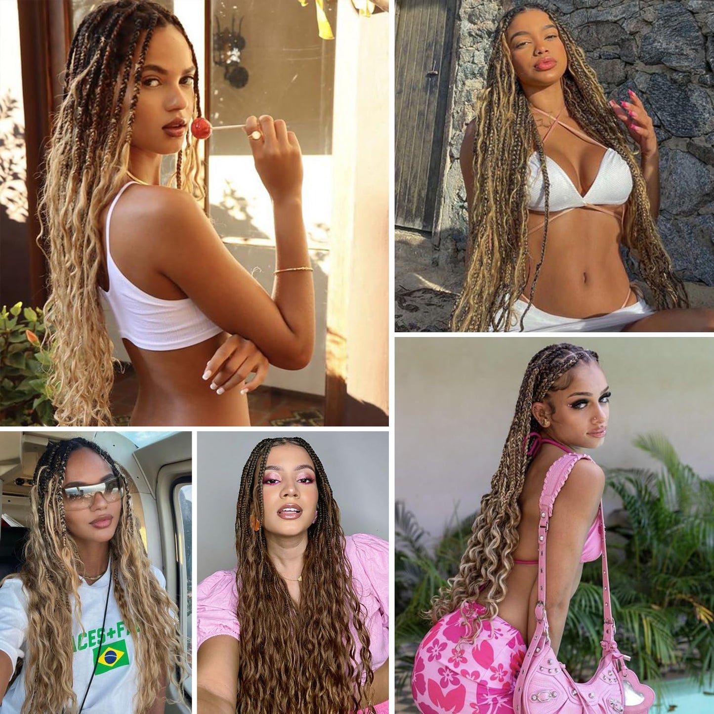 HANNE Boho Synthetic Dreadlock Extensions with Box Braids Soft Double Ended Dreadlock Extensions for women 24Inch 10 Brands Crochet Thin DE Dreadlocks Blonde to Blonde (10 Strands/Pack MT27/613)