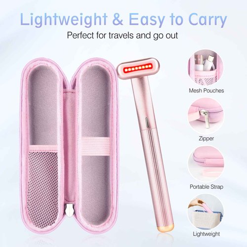 Red Light Therapy for Face, 4 in 1 Facial Wand for Anti-Aging, Anti-Wrinkle, Face Neck Light Therapy Wand, Skin Care Tool at Home, with Travel Carrying Case, One-Button Start