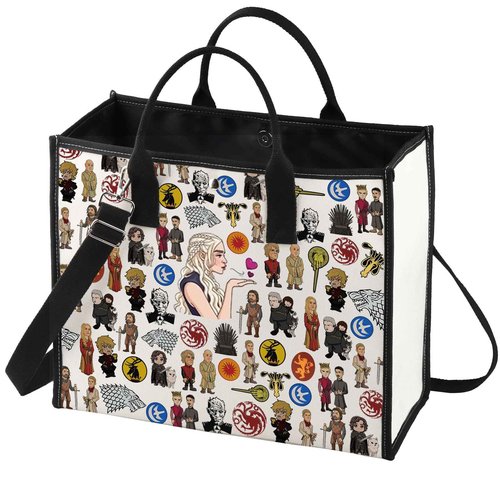BWWKTOP Daenerys Makeup Bag Daenerys fans Gifts Eddard Zipper Pouch Bag Stark and Targaryen gift House Stark Merch (Game BG)