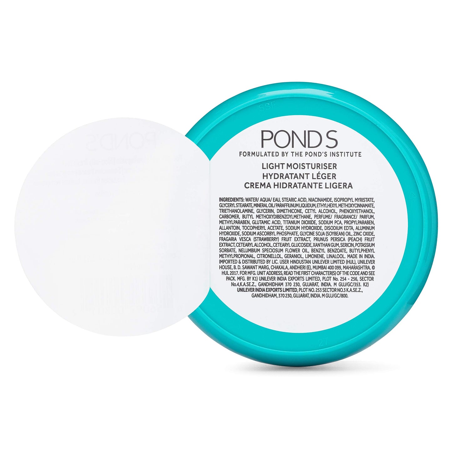 Pond's Light Moisturizer Cream, For Soft and Glowing Skin, Vitamin E, 4-Pack of 2.53 Fl Oz Each