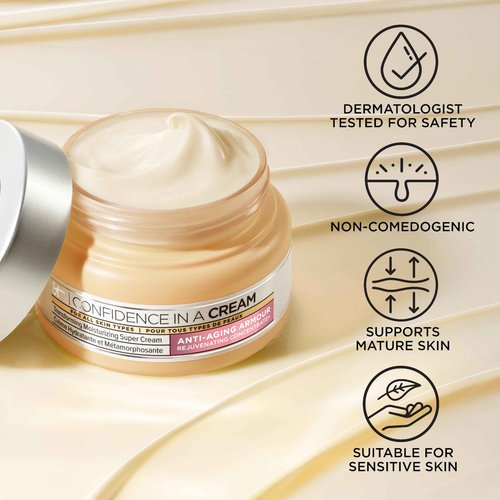IT Cosmetics Confidence in a Cream - Hydrating & Anti Aging Face Moisturizer, Visibly Reduces Fine Lines & Wrinkles, Up To 48H Hydration, Repairs Skin Barrier, Squalane & Ceramides - 2 fl oz