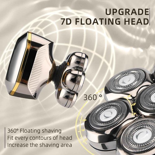 Electric Head Shavers for Bald Men, Upgraded 7D Electric Razor for Men - IPX 6 Wet Dry Head Shaver with Nose & Ear Trimmer, LED Display, Anti-Pinch Technology
