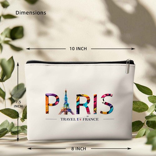 Rone168 Paris Travel Gifts for Women Makeup Bag, Girl Travel Organizer Bag. 10x7 Inches