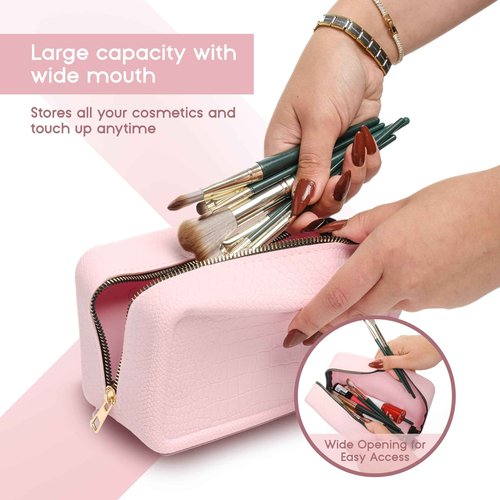 eysma Scented Makeup Bag for Women – Nostalgic & Elegant Fragrance, Waterproof Silicone Cosmetic Pouch with Leather Texture, Washable & Long-Lasting Scent, Travel Organizer