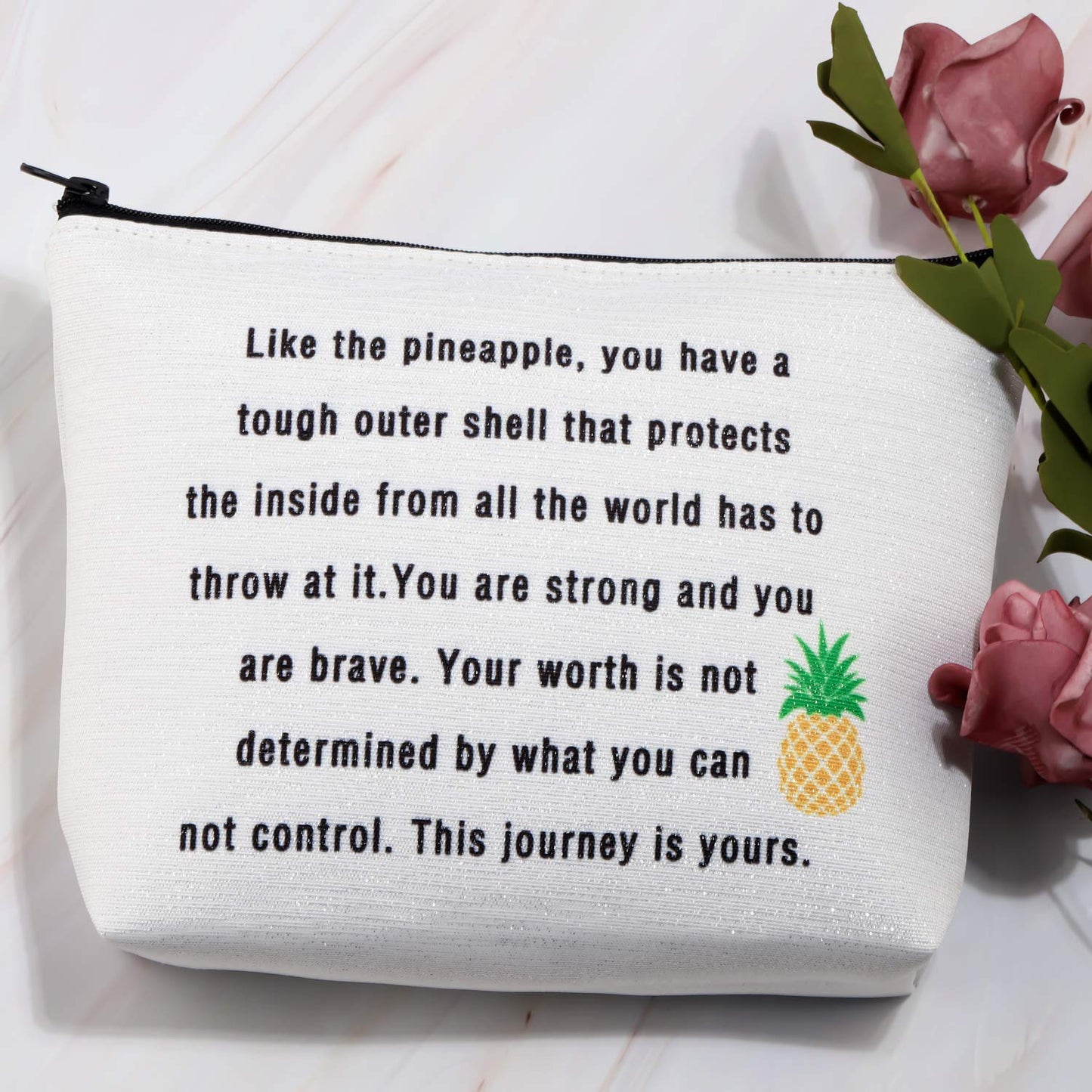 G2TUP Infertility Warrior IVF IUI Makeup Bag Medicine Bags Pineapple Pouch You are Strong and You are Brave (This journey is yours)