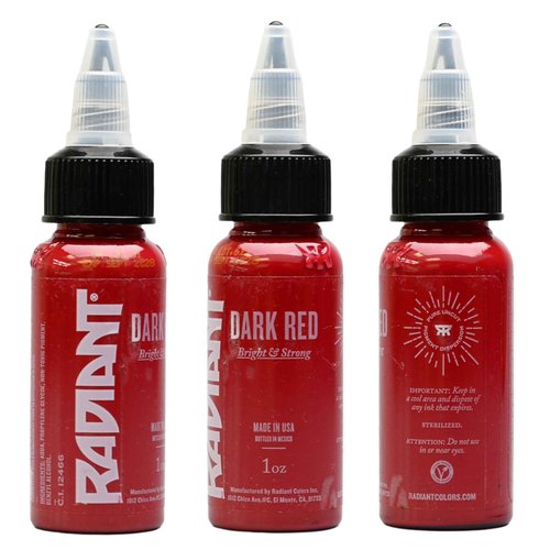 Radiant Colors Dark Red Tattoo Ink 1oz Bold Pigment Professional Quality Smooth Flow Long Lasting Formula