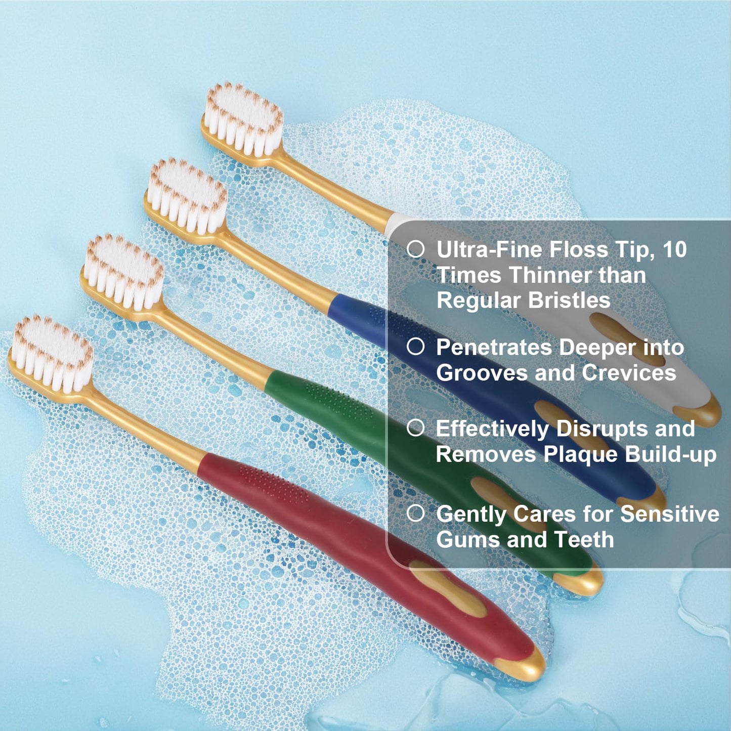 Dual Bristle Soft Toothbrush for Adults - Gentle Care Dual-Thickness Soft Bristle Adult Toothbrush with Travel Case, Ideal for Sensitive Gums and On-the-Go Oral Care, Pack of 2 (Green and Red)