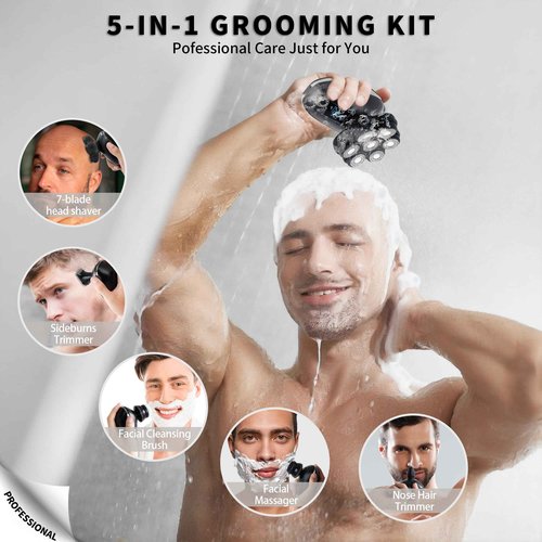 UPTARD 2025 New Upgrade Magnetic Head Shavers for Bald Men, Electric Razor for Men, Mens Shaving with Nose Hair Sideburns Trimmer, LED,Travle Lock
