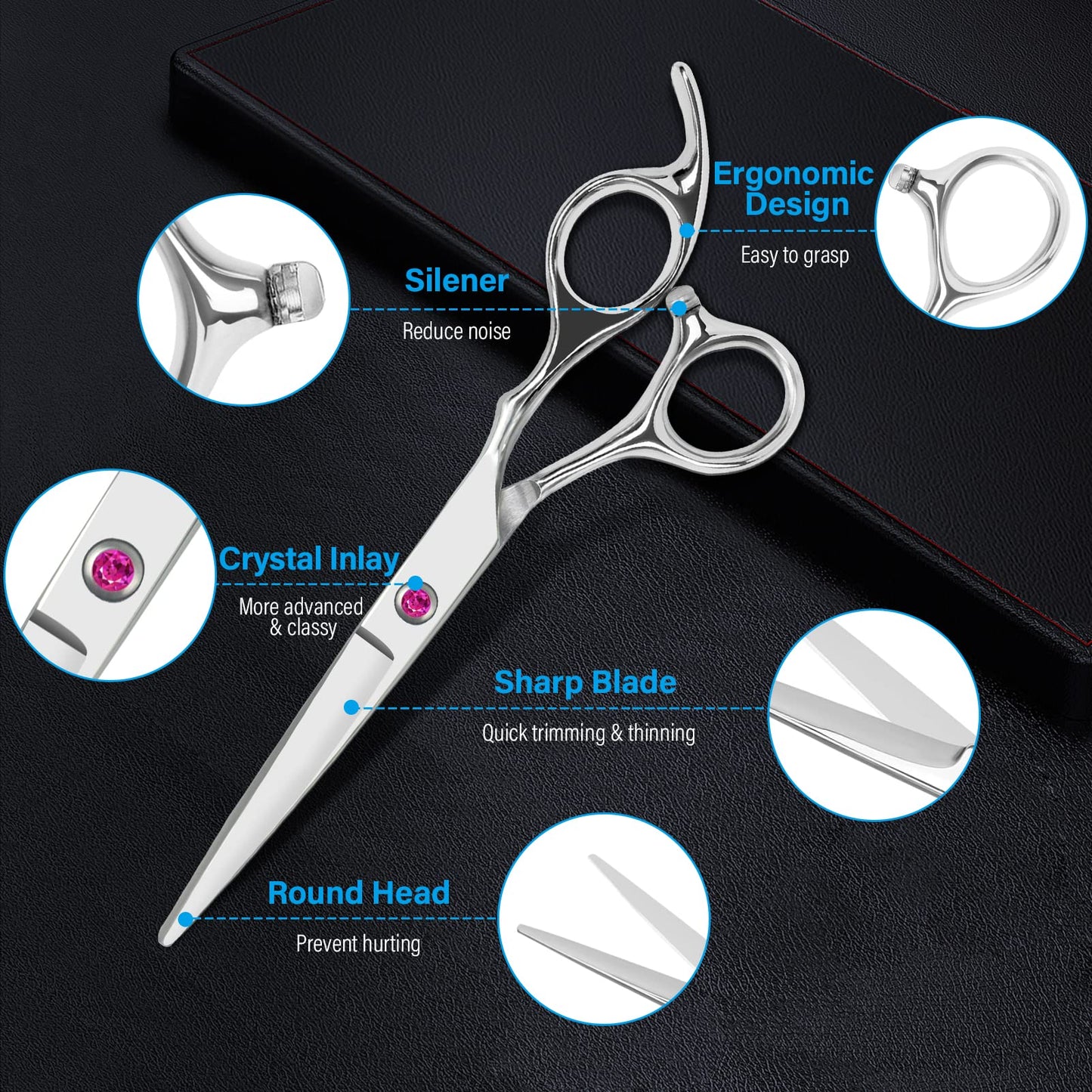 Professional Hair Cutting Scissors Set - Premium Stainless Steel Haircut Scissors Kit, Sharp Hair Scissors for Men Women, Barber Hairdressing Shears Kit, Thinning Scissors Shears for Salon Home Adults