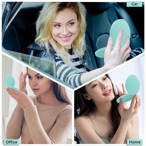 PAWPRO Mini Mirror with Lights,1X/10X Magnification LED Compact Mirror with Nternal BIattery,Mint Green Travel Mirror for Purse, Pocket,Travel and Present