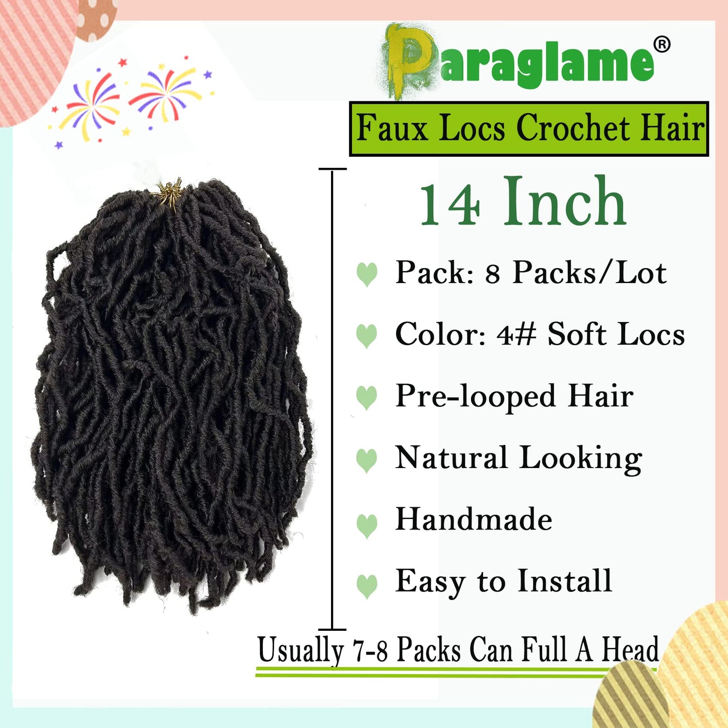 Short Soft Locs Crochet Hair 14 Inch 8 Packs New Faux Locs Wavy Dreadlocks Crochet Braids, Soft Goddess Braids Crochet Hair Curly Wavy Pre-Looped Crochet Hair for Black Women (4#, 8 Packs)