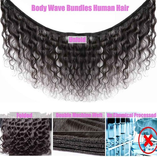 12A Body Wave Bundles Human Hair One Bundle 16 inch 100g 100% Unprocessed Brazilian Virgin Body Wave Human Hair Bundles for Women Natural Black