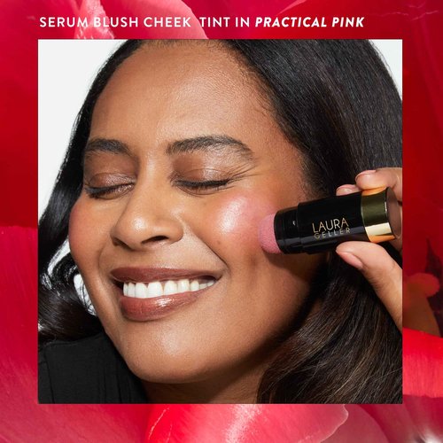 LAURA GELLER NEW YORK Serum Staples Soothing Blush + Lip Duo - Blush Cheek Tint, Practical Pink + Jelly Balm Lip Serum, There She Rose