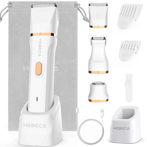 HEBECA Bikini Trimmer for Women, 3in1 Electric Razor for Women with Facial Trimmers & Intimate Shaver for Sensitive Skin, Waterproof Wet & Dry Use Rechargeable Pubic Hair Trimmer Removal