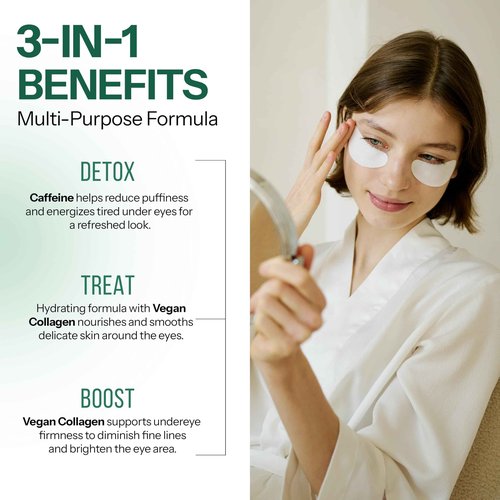 Fortify Skincare Under Eye Patches For Puffy Eyes and Dark Circles - Caffeine, Collagen & Zeolite - 3-in-1: Detox, Treat, Boost - Dermatologist Tested, Anti-Aging, Anti wrinkle Patches- 20 Pairs
