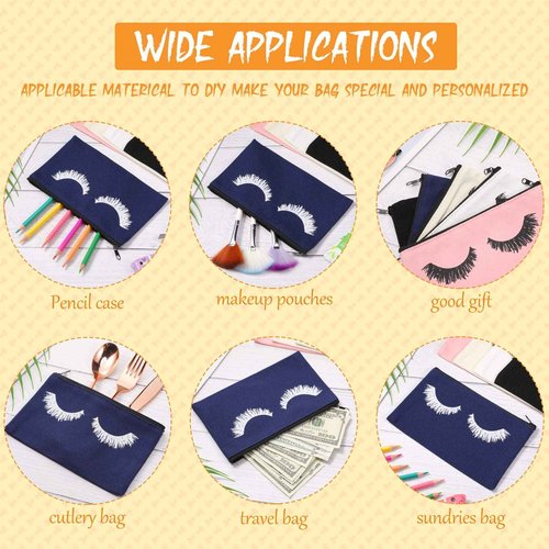 Weewooday 30 Pieces Eyelash Makeup Bags Canvas Makeup Bags Eyelash Cosmetic Bags Travel Make up Pouches with Zipper for Women, 5 Colors (7.1 x 4.3 Inch)