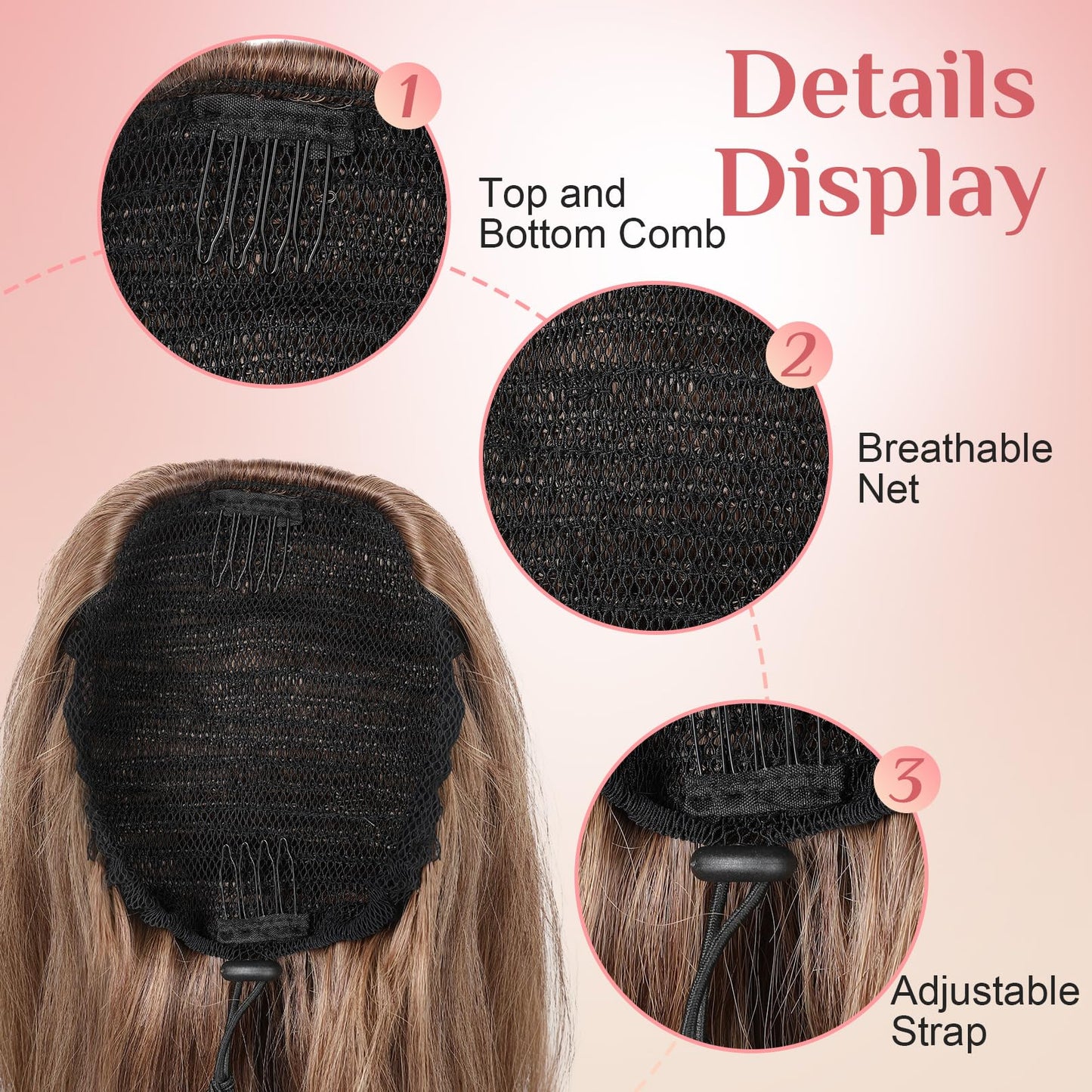 Ponytail Extension, Behufun Long Wavy Drawstring Ponytail 26" Clip in Hair Extensions Ponytail Fake Pony Tails Hair Extensions Natural Soft Heat Resistant Synthetic Brown with Caramel Highlights