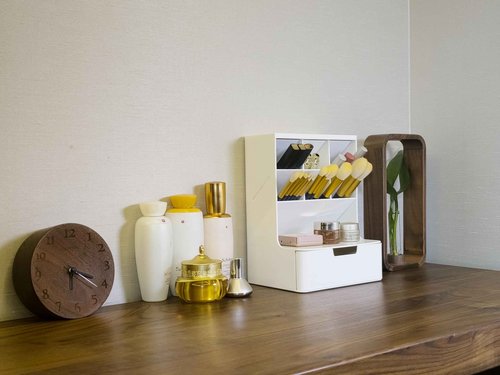 Tidyladyo Makeup organizer with Drawer-Makeup Brush organizer, Cosmetics Storage for skincare,Vanity,Makeup.Great for Dresser,Bathroom (white)