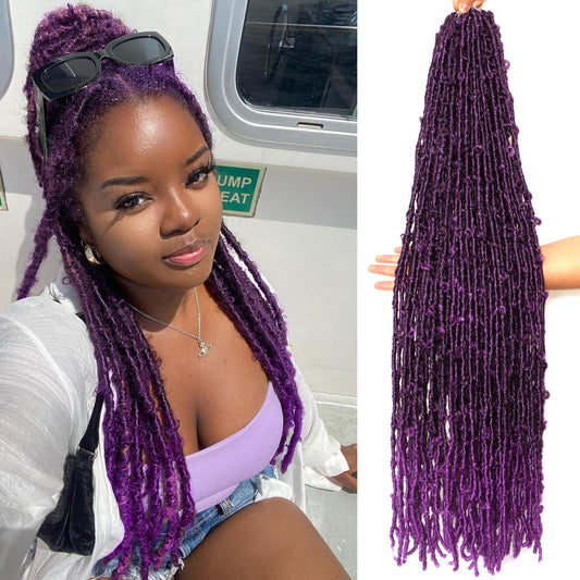 4 Packs 36 Inch Goddess Box Braids Crochet Hair Prelooped Crochet Hair Crochet Braids box braid crochet hair crochet braids hair for black women Jumpo Braiding Hair (1B/Purple#, 36 Inch(Pack of 4))