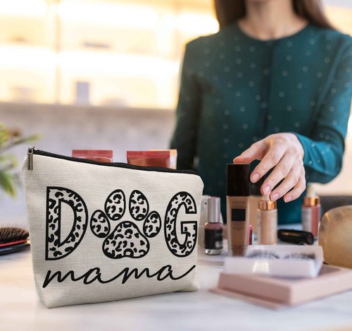 uinwk Dog Mom Makeup Bag, Animal Lovers Gift for Women
