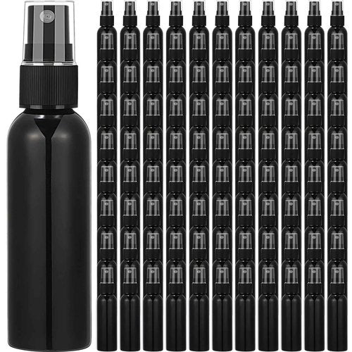 Tanlade 100 Pcs 2oz Small Spray Bottles Refillable Mini Spritzer Clear Empty Plastic Spritz Bottle Refillable Reusable Travel Size Mist Sprayer for Travel Cleaning Perfume Liquid(Black)