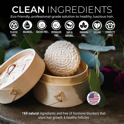 VIORI Terrace Garden Shampoo and Conditioner Bar Set and Bamboo Holder- Made with Rice Water for Hair Growth - Handcrafted Sulfate Free Shampoo and Conditioner
