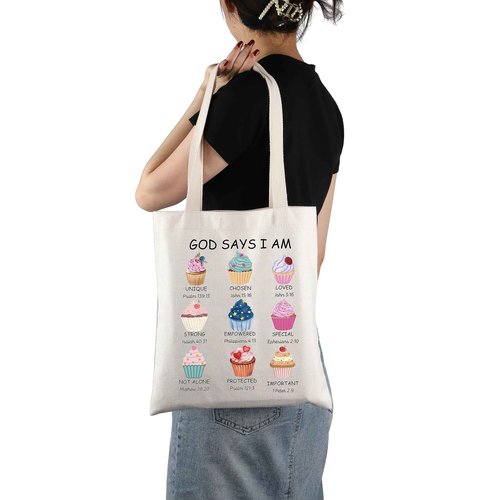 UJIMS Christian Baker Gift God Says I Am Baking Cupcake Lovers Tote Bag Cupcakes Jesus Baking Lover Women Tote Bag (Cupcake Lovers Tote Bag)