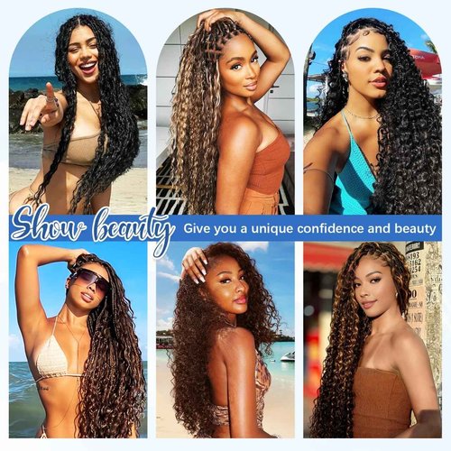 Human Braiding Hair for Boho Braids 14Inch 120g 12A Deep Water Wave Braiding Hair for Curly Boho Hair Braiding Knotless Bulk Bohemian Natural Black