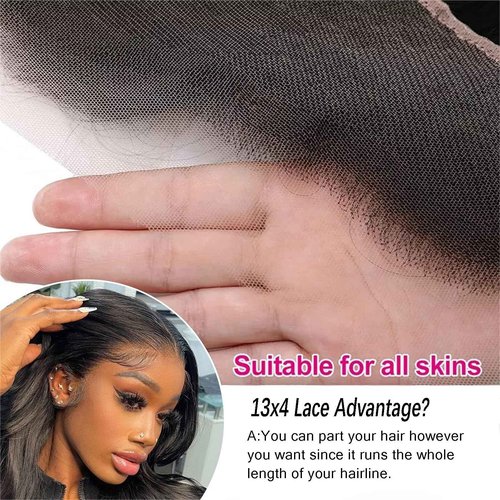 13x4 Lace Frontal Closure Body Wave Ear to Ear HD Lace Frontal 16 Inch Brazilian Human Hair Closure Free Part 150% Density Body Wave Hair Extensions Pre Plucked Natural Black