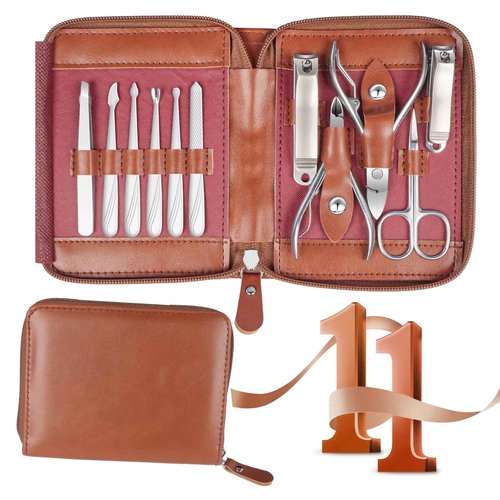 Manicure Set 11 in 1 Stainless Steel Nail Clippers for Men，Manicure Kit for Women，Nail Grooming Kit，Nail Clipper Set，Personal Care Tools