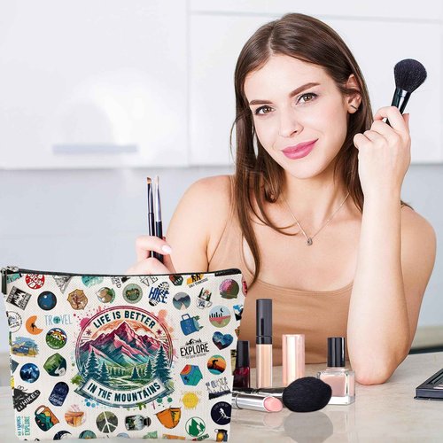 NONETH Hiking Gifts for Women, Hiking Gear, Hiking Accessories, Hiking Makeup Bag for Hiker Camper Mountain Nature Lover Gift Camping Gift