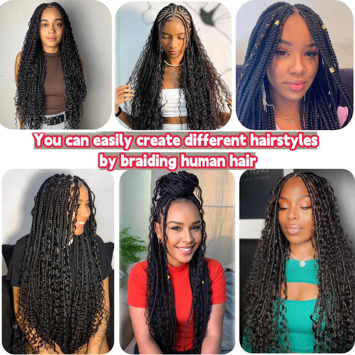 Human Braiding Hair Deep Wave Bulk Human Hair for Braiding No Weft 1 Bundle 50g 24Inch 10A Brazilian Virgin Human Hair Braiding Hair Extensions Curly Bulk Human Hair for Boho Braids