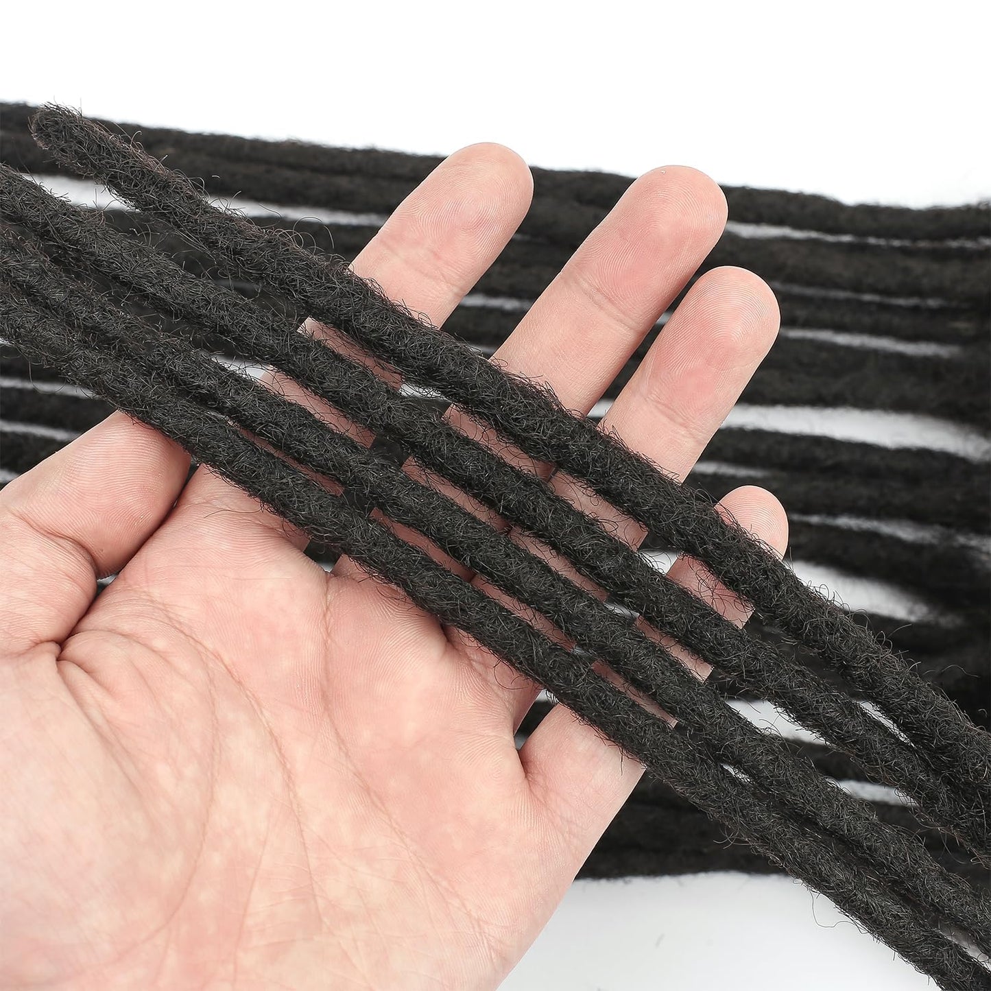 Dreadlock Extensions Human Hair 10 Strands Locs Extensions Real Human Hair, Natural Black for Women Men Full Handmade Permanent Locs Can Be Dyed and Bleached