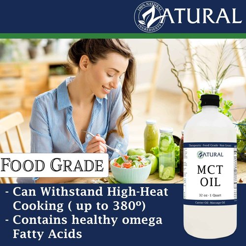 Pure MCT Oil, Carrier Oil, Massage Oil, Hydrating Oil, Hair Oil, Food and Therapeutic Grade, 32 Oz