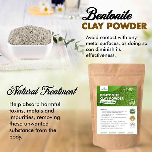 Cosmic Element 100% Pure Calcium Bentonite Clay Powder - Bentonite Clay Food Grade, Vegan, Healing Clay | Skin Care Detox - Deep Pore Cleansing Face & Body Mask for Soft, Smooth, Refreshed Skin | 16oz