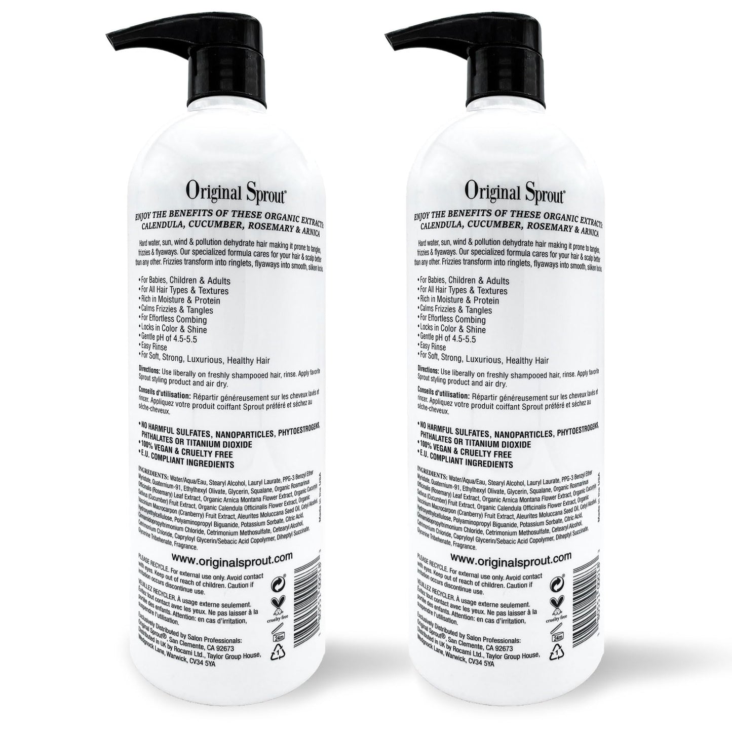 Original Sprout Deep Conditioner for All Hair Types, Vegan Conditioner, 32 fl. oz. Bottle, (Pack of 2)