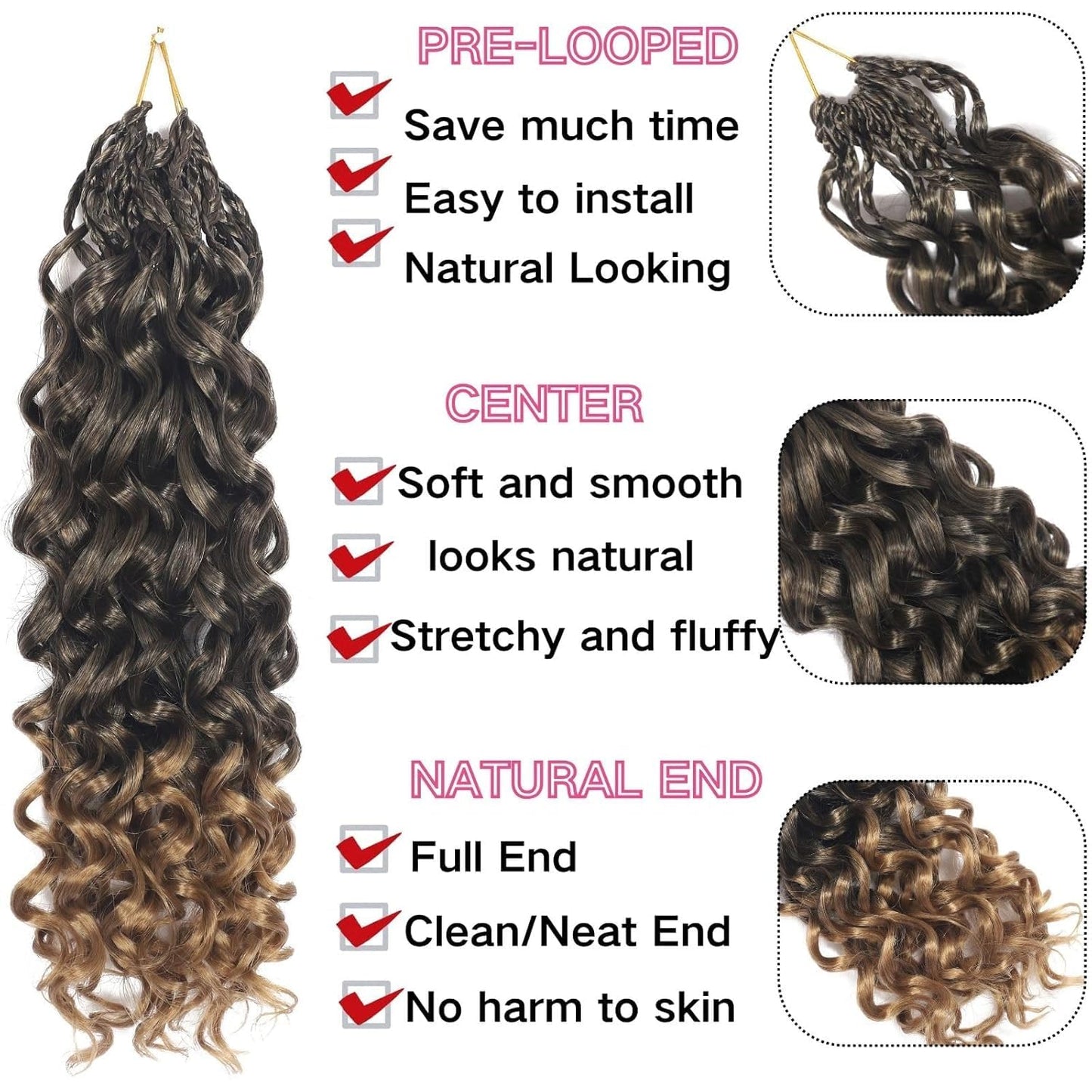 Gogo Curl Crochet Hair 14 Inch 8 Packs Pretwisted Curly Crochet Hair Pre looped Ocean Wave Crochet Hair Water Wave Deep Twist Crochet Synthetic Braiding Hair for Women Girl Kids (14 Inch 8 Packs T27)