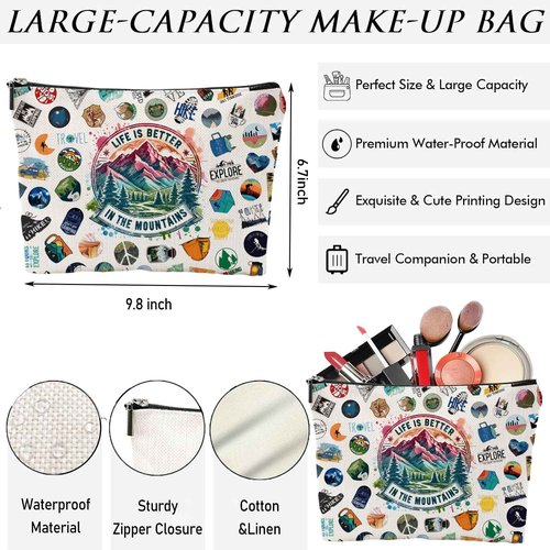 NONETH Hiking Gifts for Women, Hiking Gear, Hiking Accessories, Hiking Makeup Bag for Hiker Camper Mountain Nature Lover Gift Camping Gift