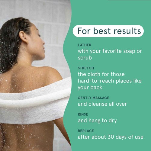 Cleanlogic Body Exfoliating Cloth, Stretchy Organic Sustainable Cotton Exfoliator Bath and Shower Washcloths, Reusable Daily Skincare Tool, 3 Count