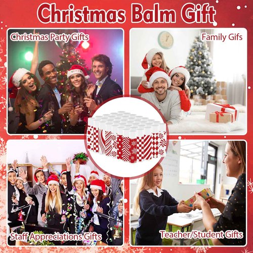 Nlicrst 50 Pcs Christmas Lip Balms Bulk Gifts for Women Party Holiday Favors Christmas Stocking Stuffers Moisturizing Lip Care Appreciation Gift for Kids Teachers Mom Employee Coworker Team