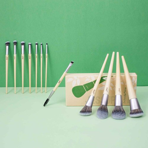 Jessup Vegan Makeup Brushes Set Premium Synthetic Powder Foundation Highlight Concealer Eyeshadow Blending Eyebrow Liner Spoolie Brush Set Burlywood 12pcs T327