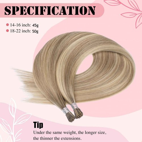Itip Human Hair Extensions 14inch Thick Straight Invisible Itip Extensions Highlighted Blonde Cold Fushion 45g I Tip Hair Extensions Human Hair