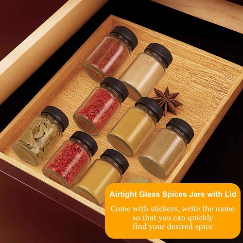 WERTIOO 16 Pack 2oz Glass Shot Bottles with Black Caps – Leakproof Wellness Shot Glass Bottles with ml & oz Scale – Mini Glass Jars with Lids for Juicing, Ginger Shots, Home & Party Favors