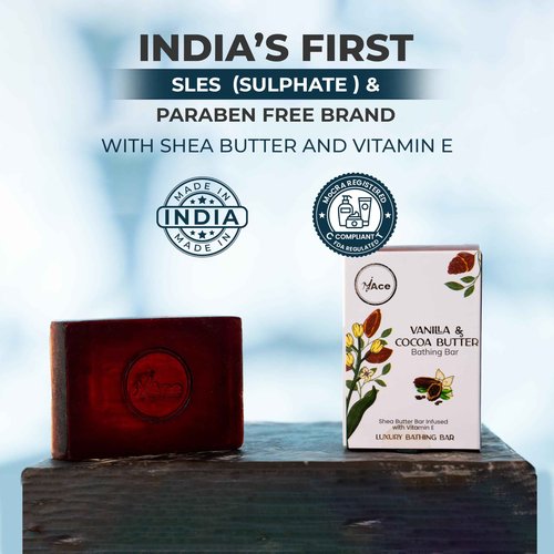 MY ACE Vanilla & Cocoa Butter Gentle Bathing Bar – Handmade Soap with Extracts & Coconut Oil, Shea Butter & Vitamin E, SLES-Free, Moisturizing (3.5oz Each, Pack of 3)