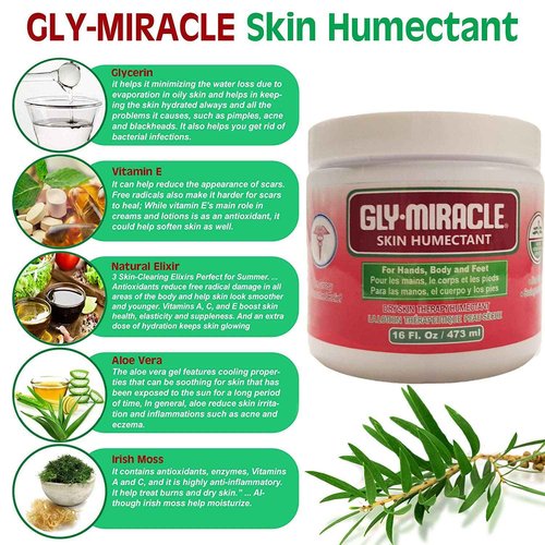 GLY MIRACLE Moisturizing Body Cream, 16 oz Jar - Non-Greasy Skin Humectant for Extremely Dry Skin, Hands, Body, and Feet, Light, Fresh Scent with Pure Glycerin for Nourishing Hydration